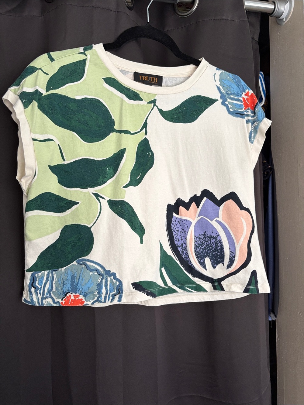 TRUTH Floral Print Girls' Short Sleeve Top in White & Green
